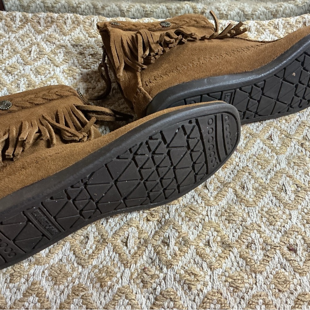 Minnetonka Tan Fringe Ankle Boots - Picture 3 of 5